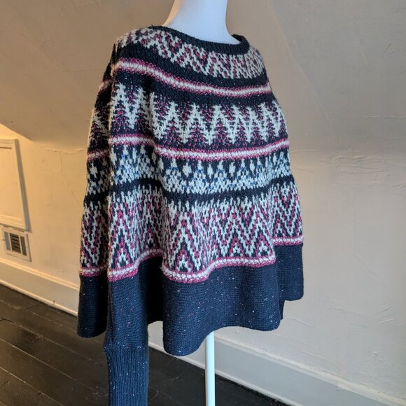 anthropologie sleeping on snow wool fair isle poncho sweater (XS/S) - Picture 3 of 6